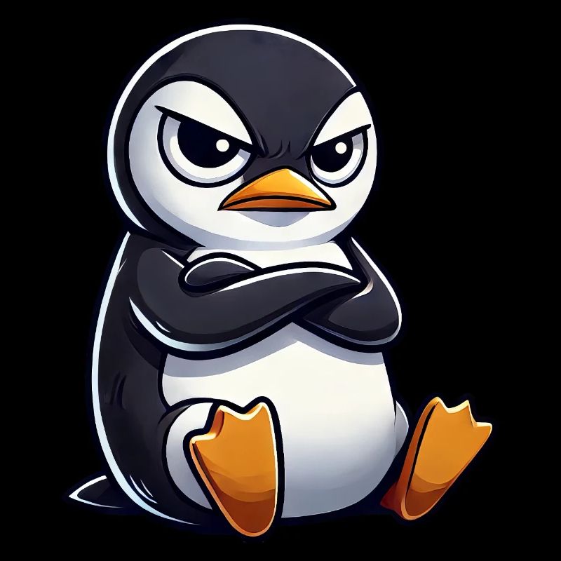 Pinguin Cartoon skeptischer Blick lustig