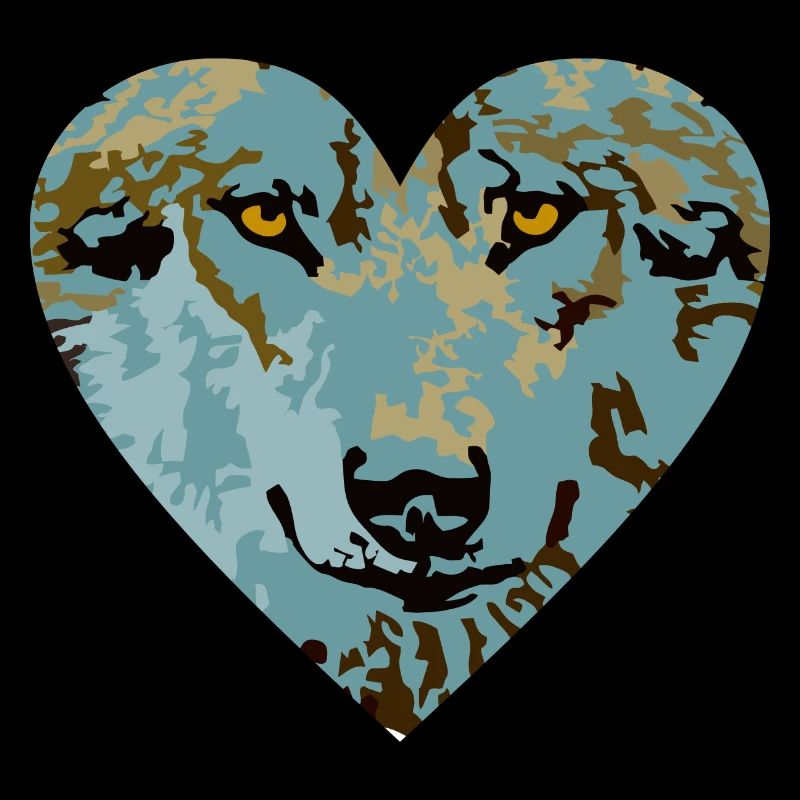 Heart Wolf Blue