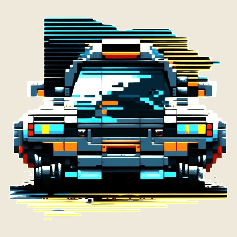 Futuristisches Auto im 8 Bit Pixel Design