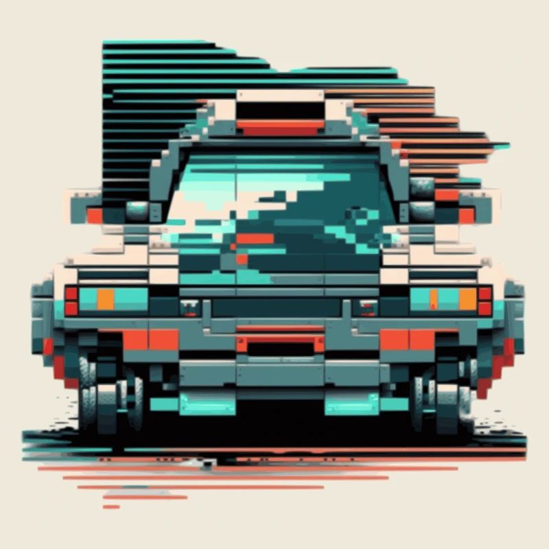 Avant d’une voiture dans un style 8 bits pixélisé