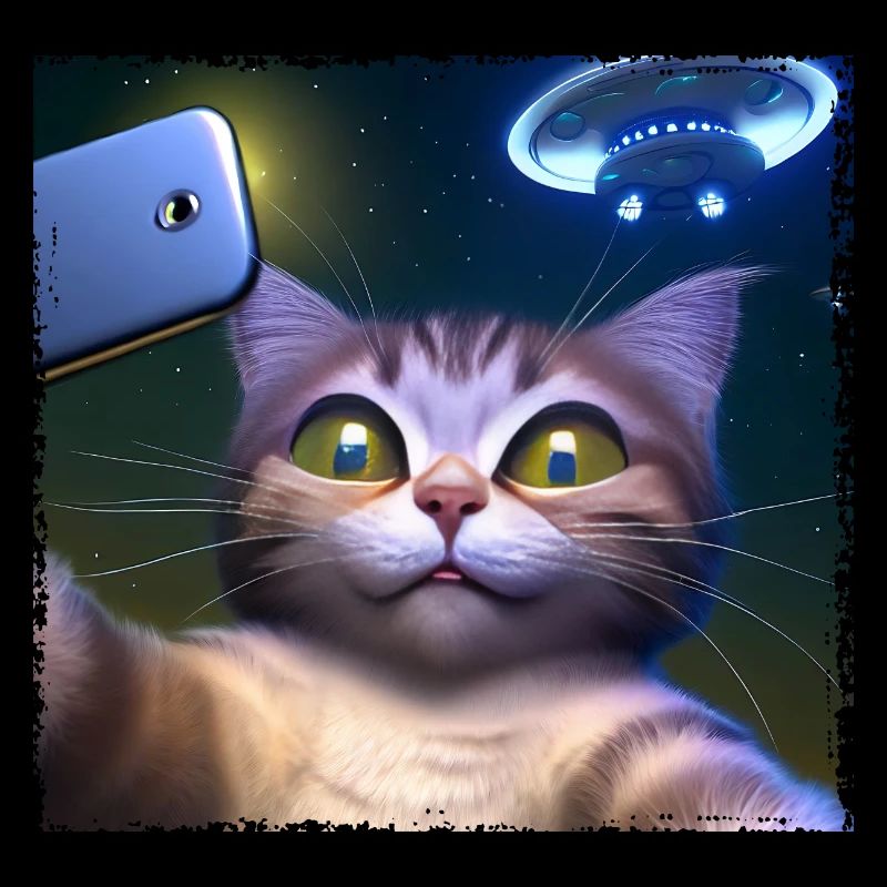 Selfie de chat avec OVNI
