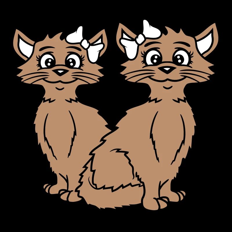 2 Katzen Mädchen Frauen Freundinnen Schleife Team