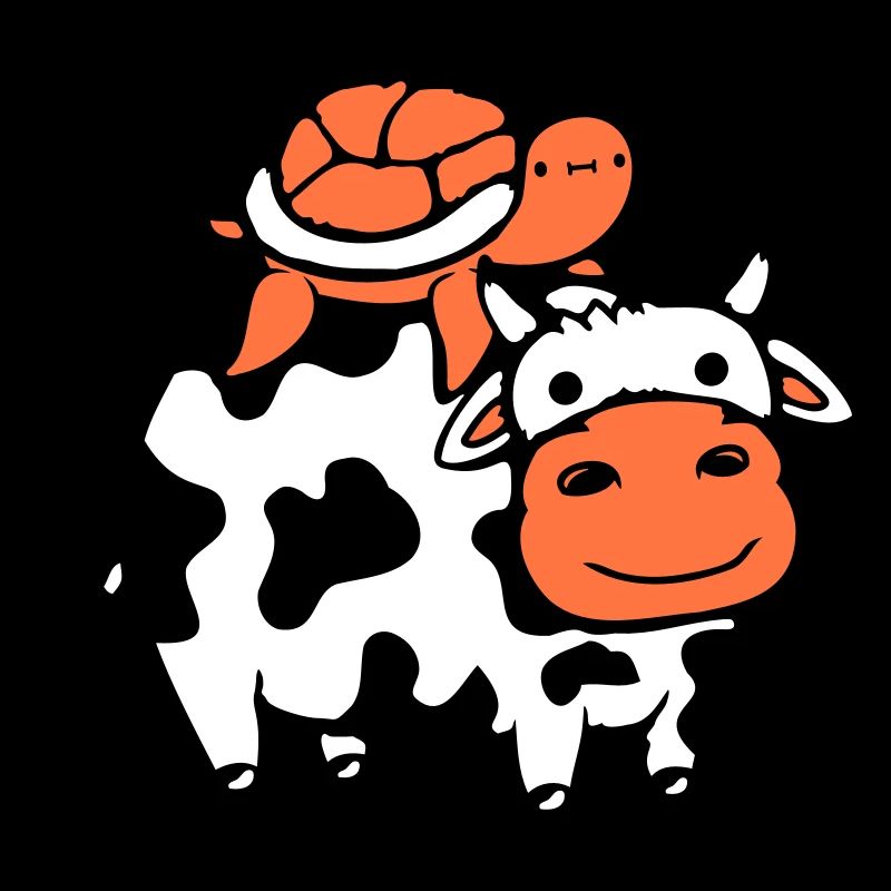 Tortue d’eau vache 2 amis équipe équitation mignon