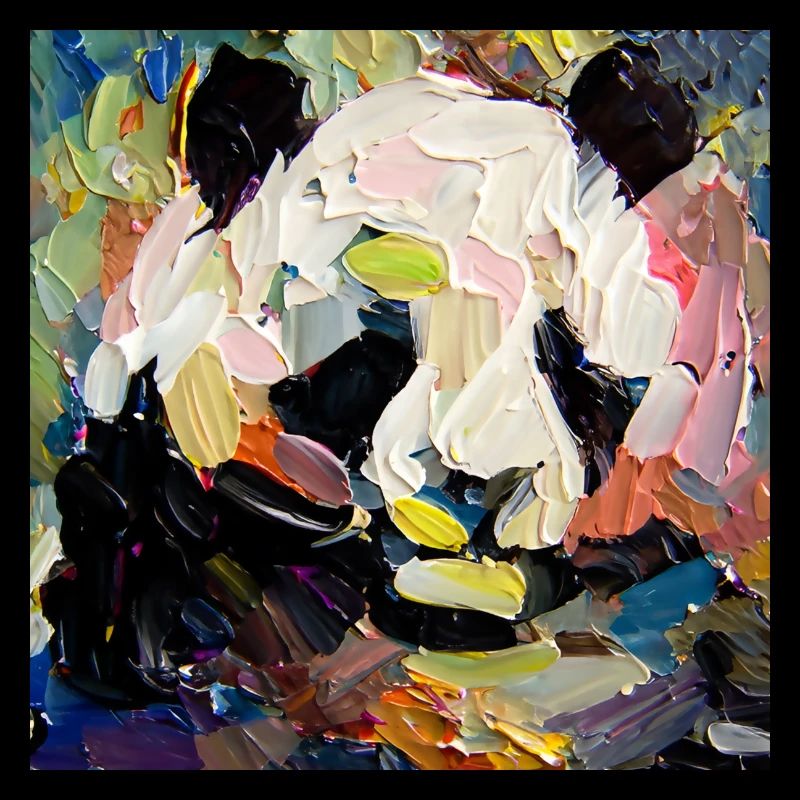 Abstraktes farbiges Ölgemälde eines Pandas