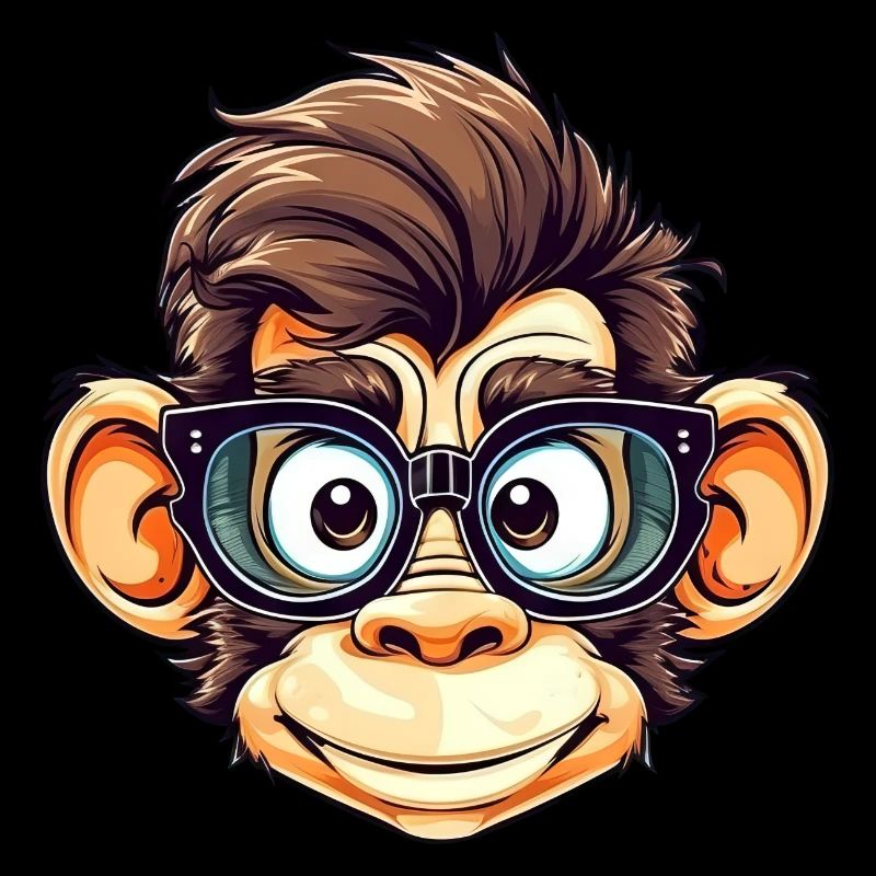 Nerdiger Schimpanse mit Nerd-Brille