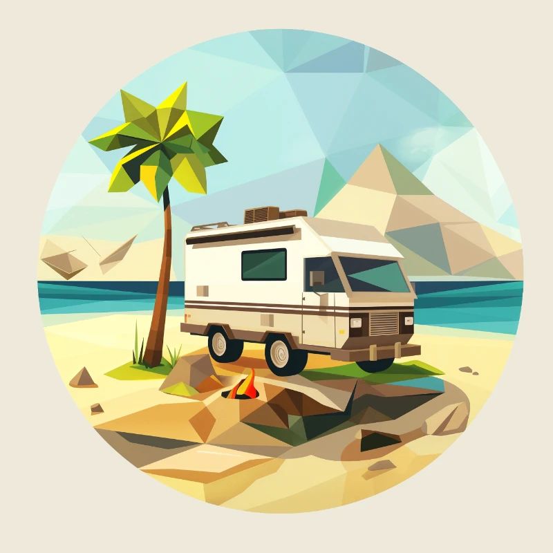 Camping à l’ancienne – Moderne dans un look low poly
