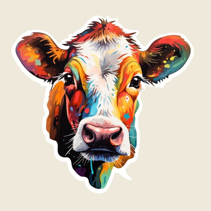 Tête de vache colorée