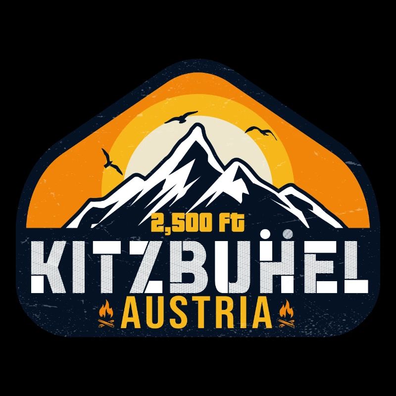 Kitzbühel Austria Retro Sunset Ski 80s