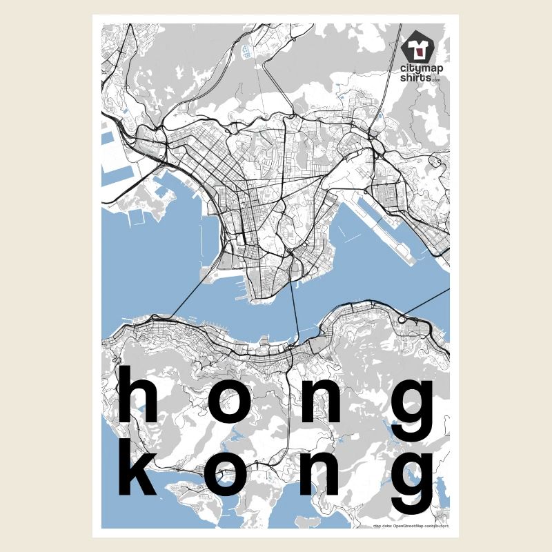 Hong Kong hipster city map black white