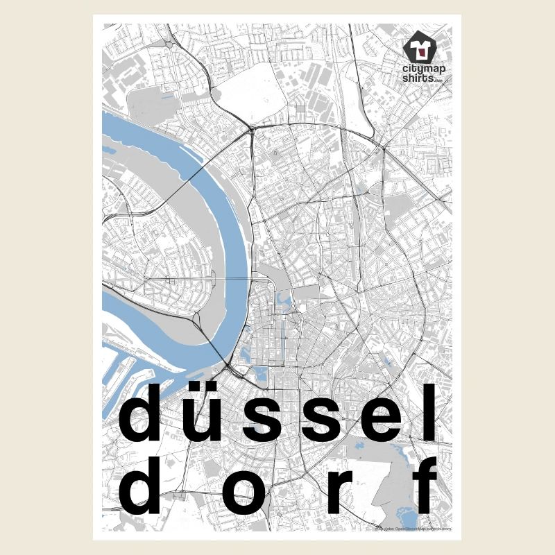 Dusseldorf hipster plan de la ville noir blanc