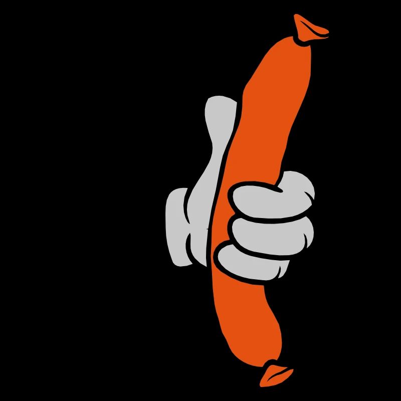 Comic Hand hält Wurst