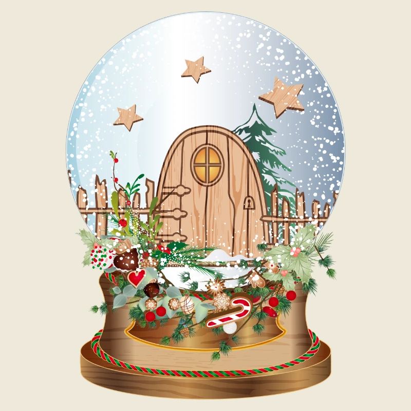 Boule à neige nostalgique avec porte elfe