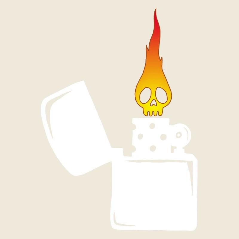 flaming skull and white lighter