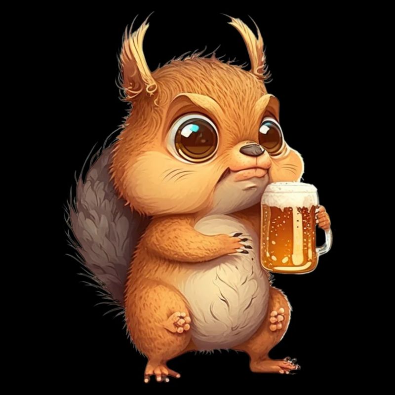 Funny squirrel with evil eye and beer