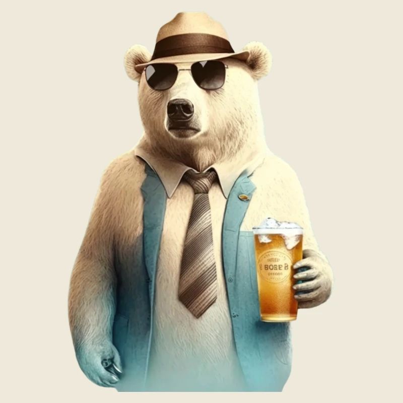 Cooler Eisbär mit Sonnenbrille und Bier