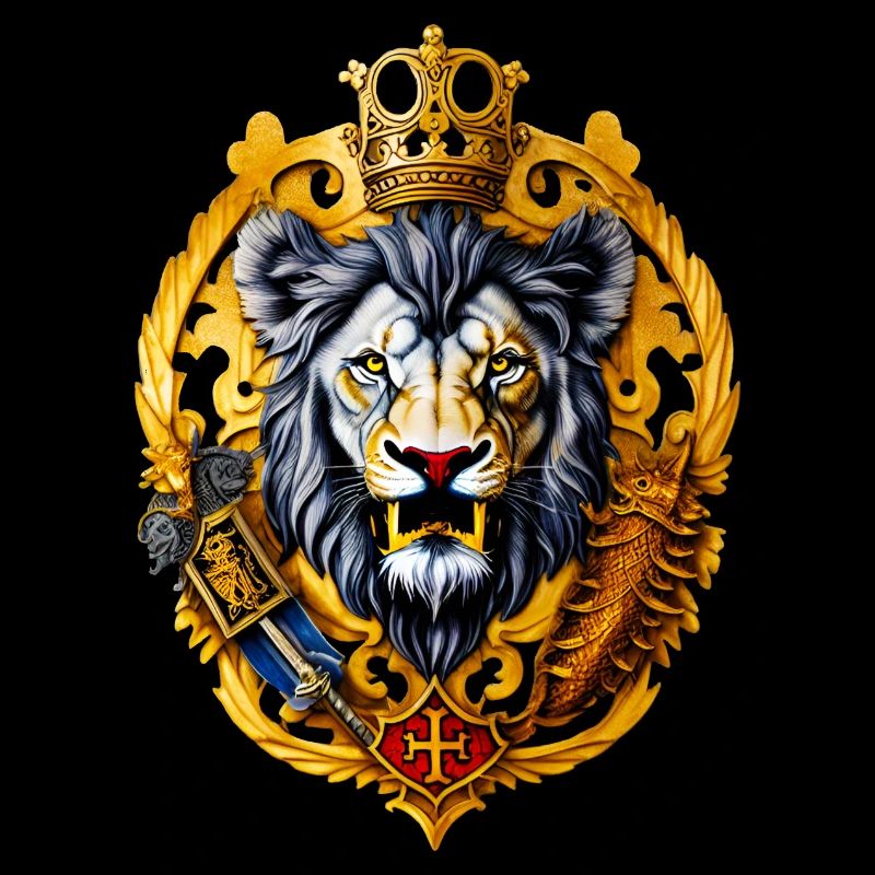 Lion avec armoiries
