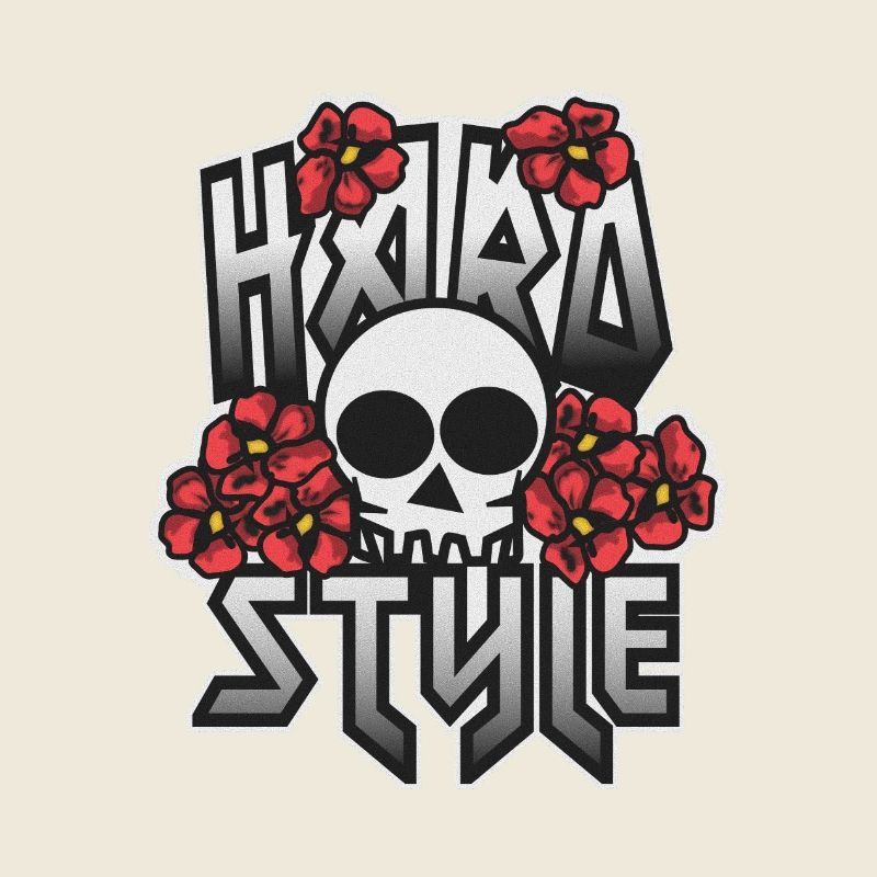 Crâne HARD STYLE incrusté dans les fleurs