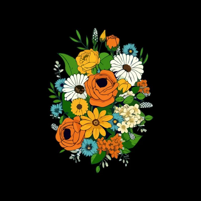 Composition florale type années 70