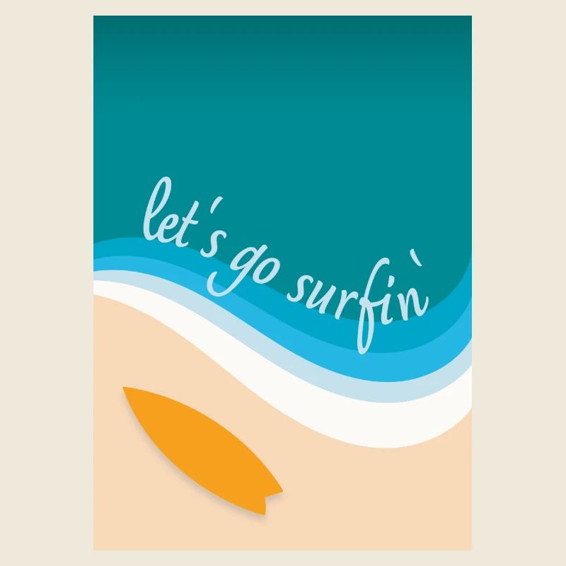 Let's go surfin' surfing Surfen (eckiges Design)