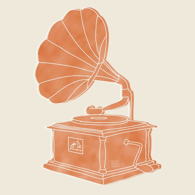 "Gramophone", Boho Line Art Design, Series "Music"