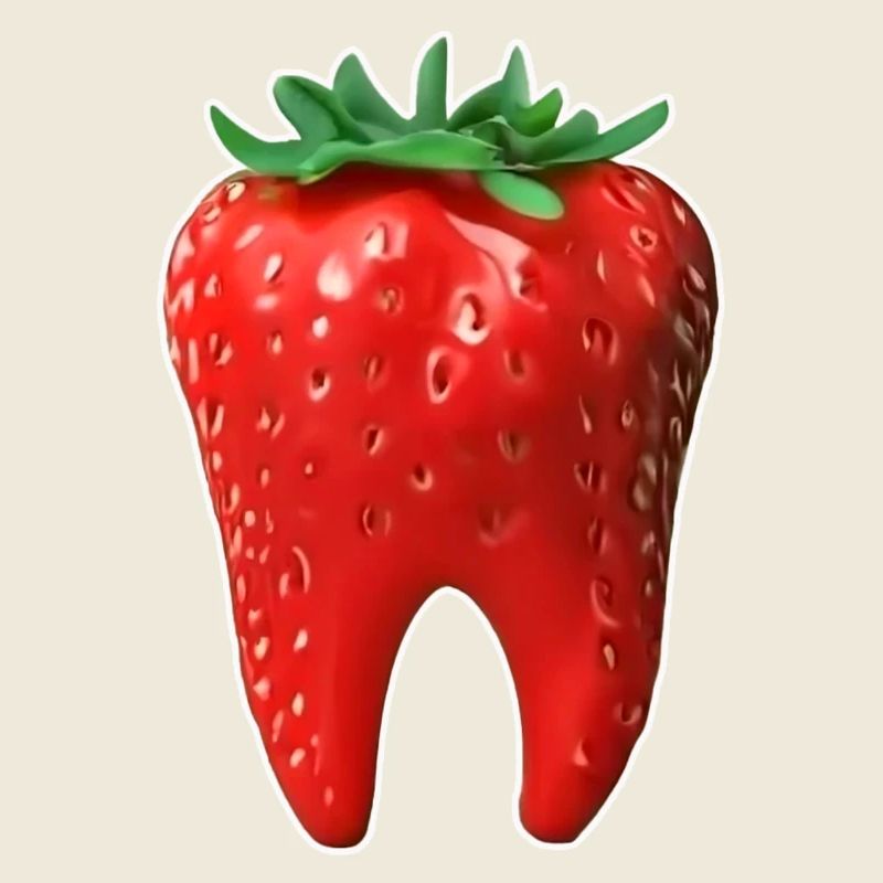 Erdbeere in Form eines Zahns