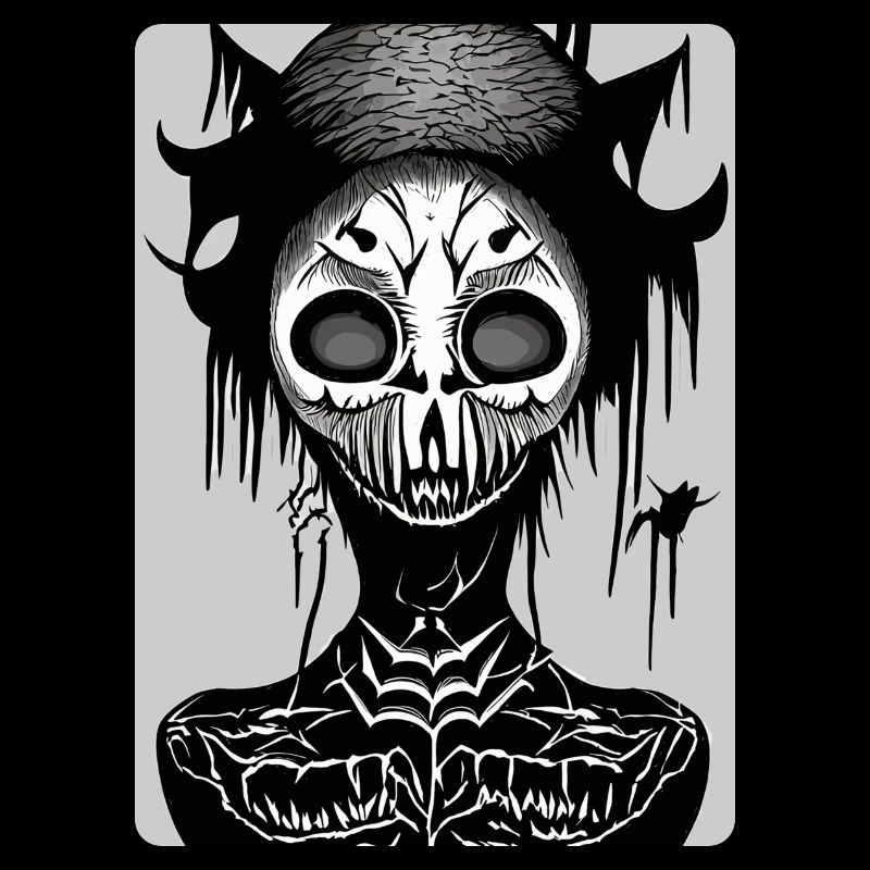 Visage masqué effrayant du crâne noir et blanc
