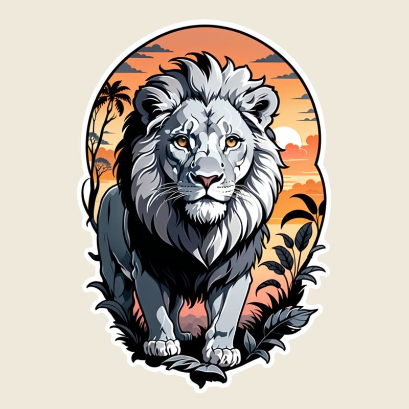 lion, lionceau et jungle