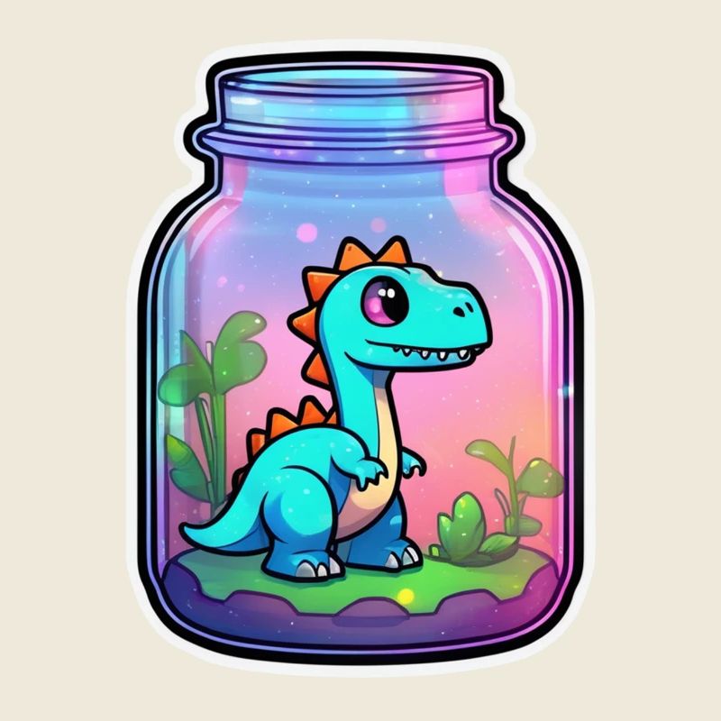 dinosaure dans un pot dessin animé