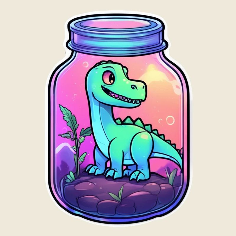 dinosaure dans un pot dessin animé