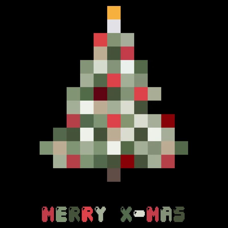 Merry Christmas 8-Bit Retro Christmas Tree