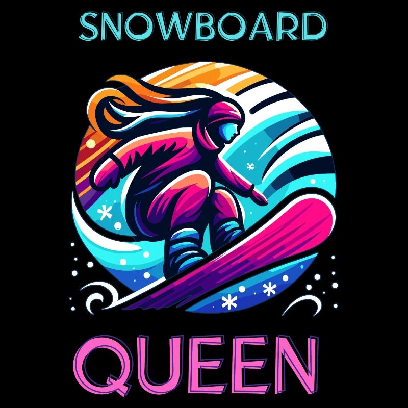 Neon Snowboard Queen Illustration