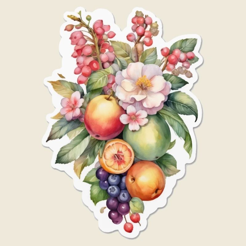 Blumen und Obst