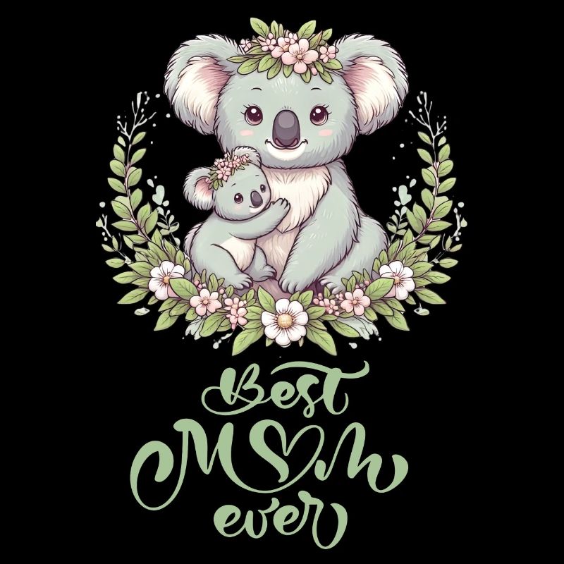 Meilleure maman jamais Koala embrasser Couronne de fleurs