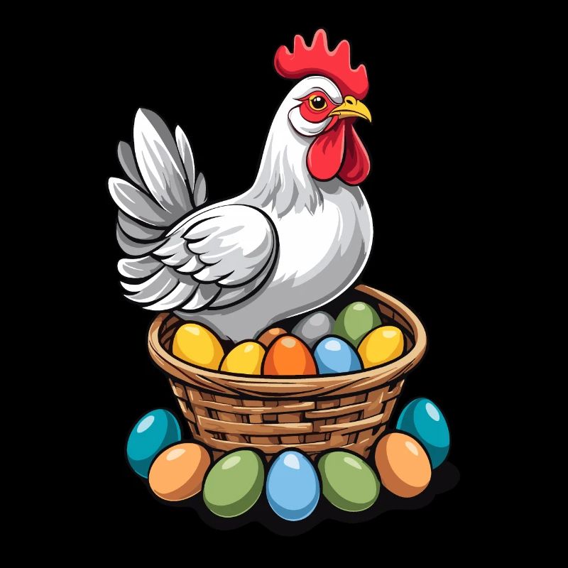 Easter Chicken Colorful Cute Funny Easter Eggs Nest
