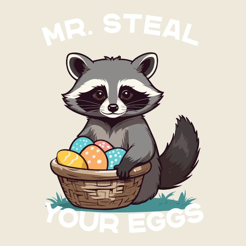 Funny Raccoon Eggs Thief Easter Saying