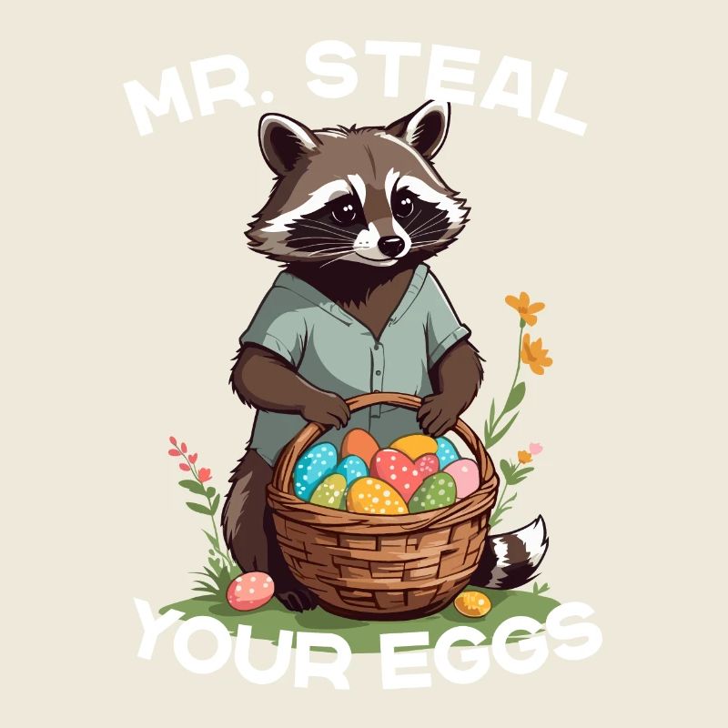 Funny Raccoon Eggs Thief Easter Saying