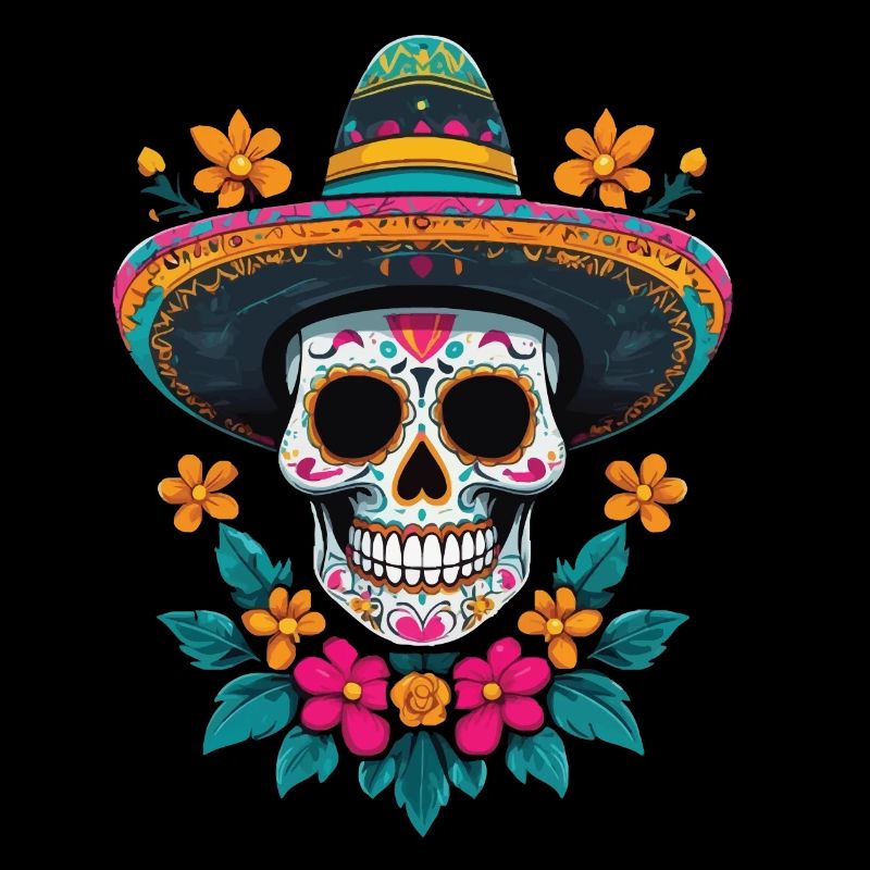 Iconic Sugar Skull Mexico Dia de Muertos