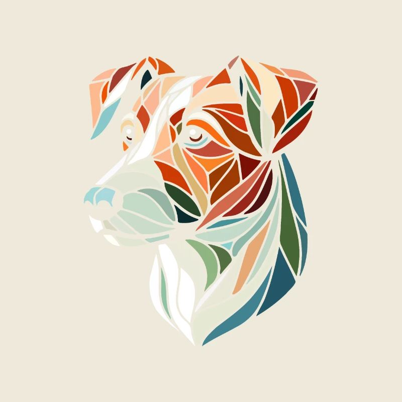 Geometrischer Jack Russel Hundekopf, Polygon Kunst