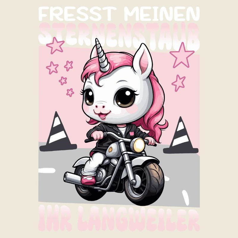 Einhorn auf Motorrad