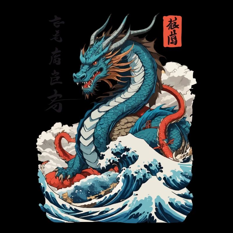 Art Ukiyo-E Vintage Design Dragon Japonais