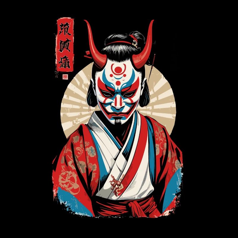 Oni Demon Mask Japanese Samurai Artwork