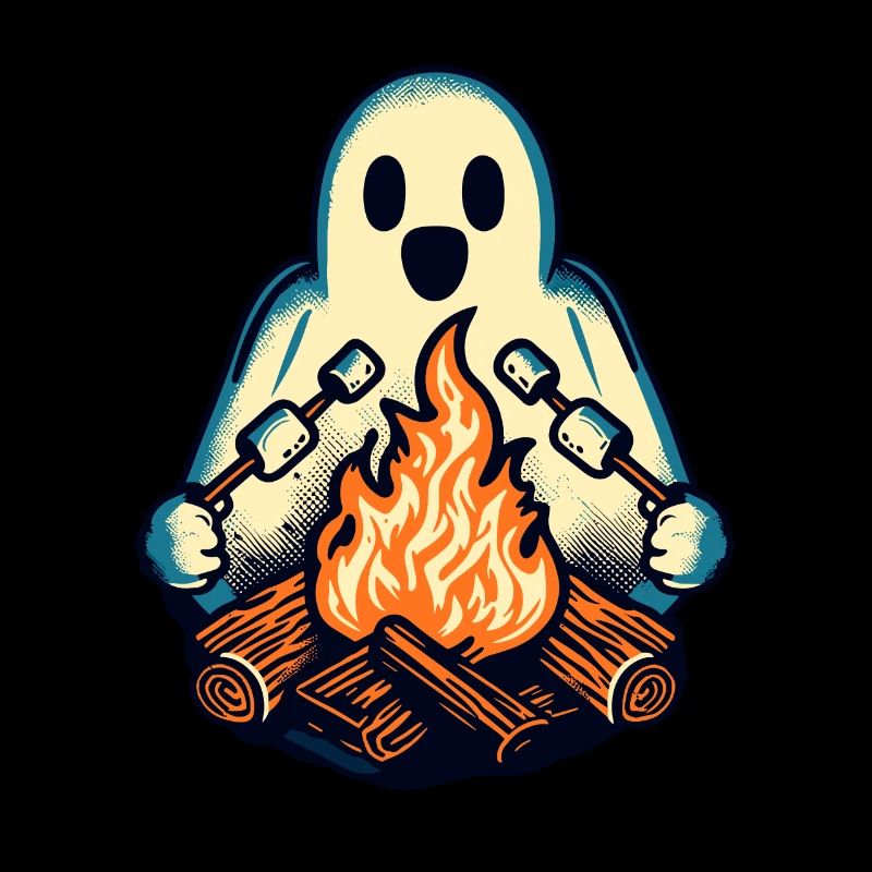 Ghost at Campfire Camping Site Halloween Spaß