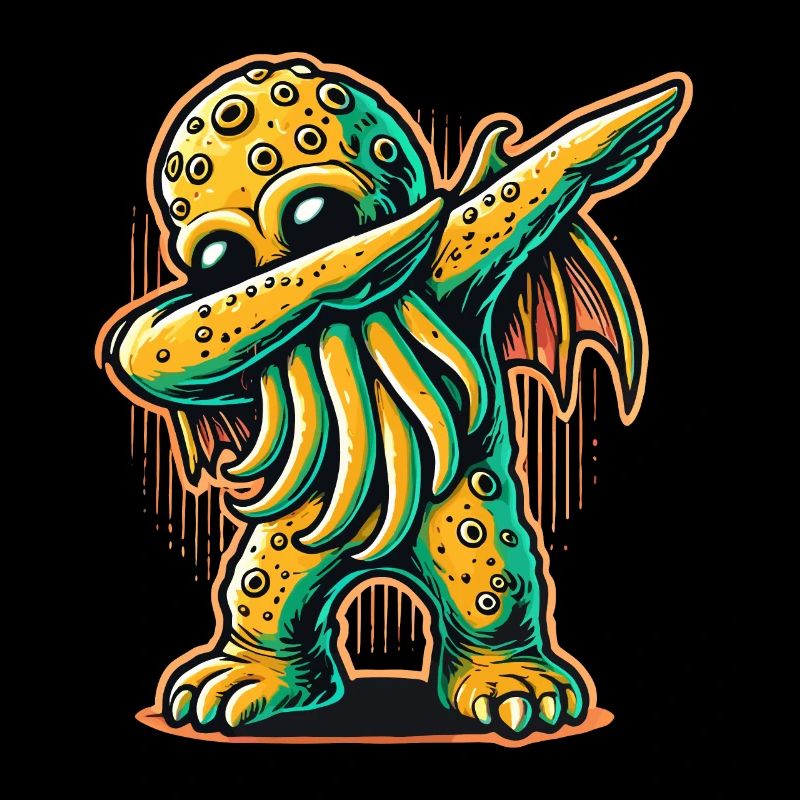 Lustiger Dabbender Cthulhu Dystopischer Oktopus