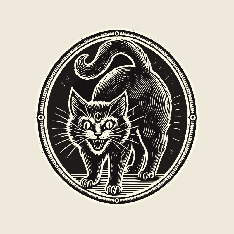 Chat Sorcier Noir Effrayant Mignon Halloween