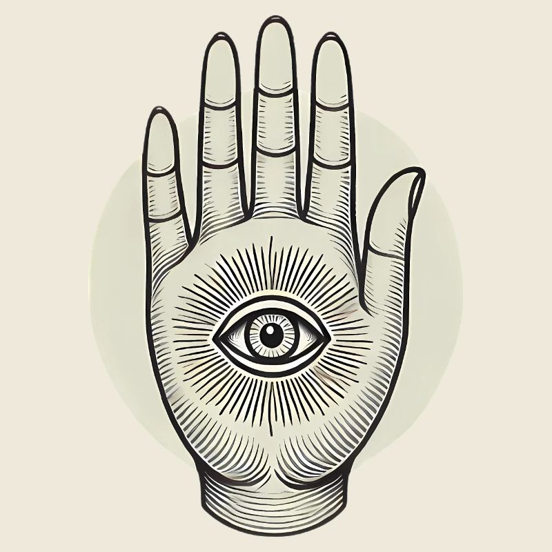 Eye in Hand Mystical Illustration