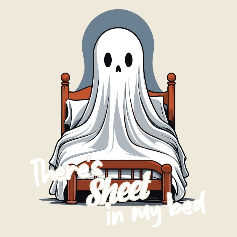 Halloween Sheet In Bed Funny Saying