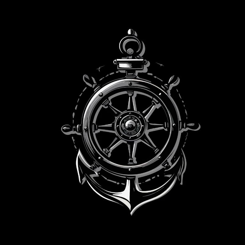 Maritimes Steuerrad Und Anker Design