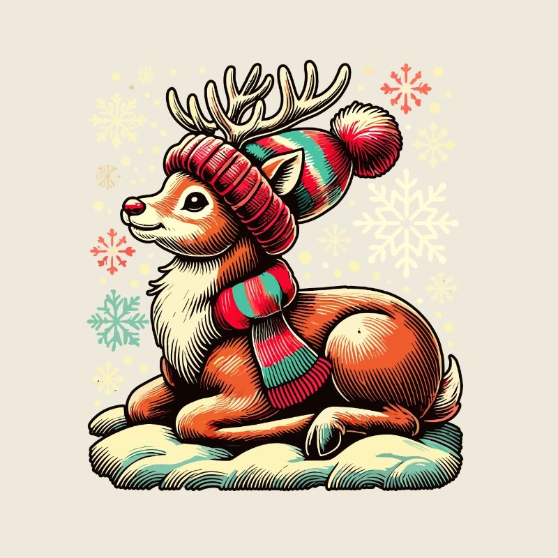Renne de Noël vintage mignon mignon faon