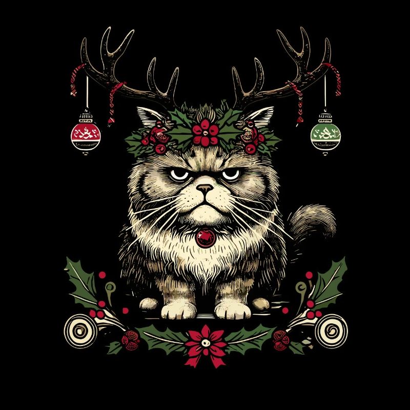Weihnachtliche Katze Mit Geweih
