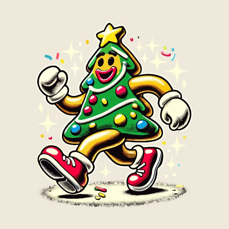 Funny Christmas tree in comic style